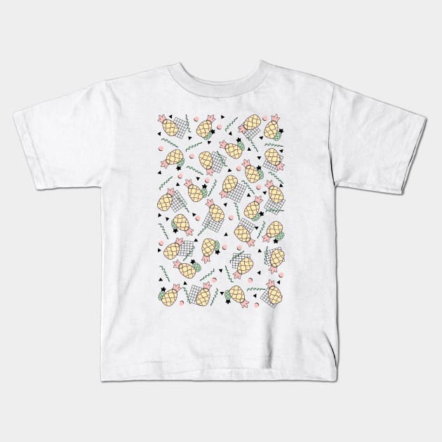 Memphis Pineapple Poster Kids T-Shirt by fivemmPaper